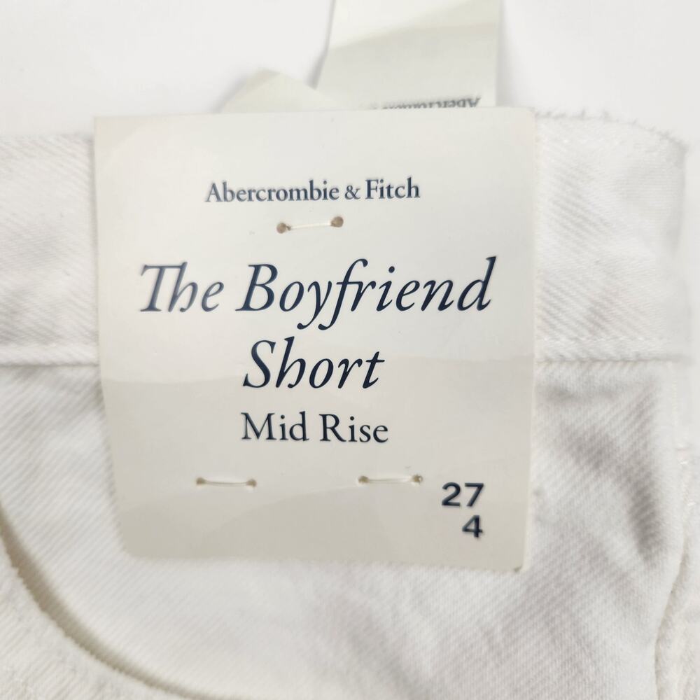 Abercrombie & Fitch The Boyfriend Short Jeans White Size 27 US 4 Distressed NWT - Picture 3 of 5